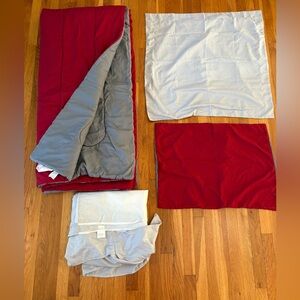 Red and gray queen bedding